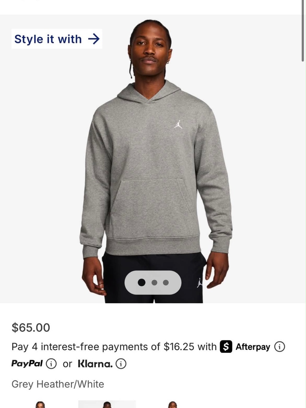 Jordan Men's Grey Heather Pullover Hoodie medium like new